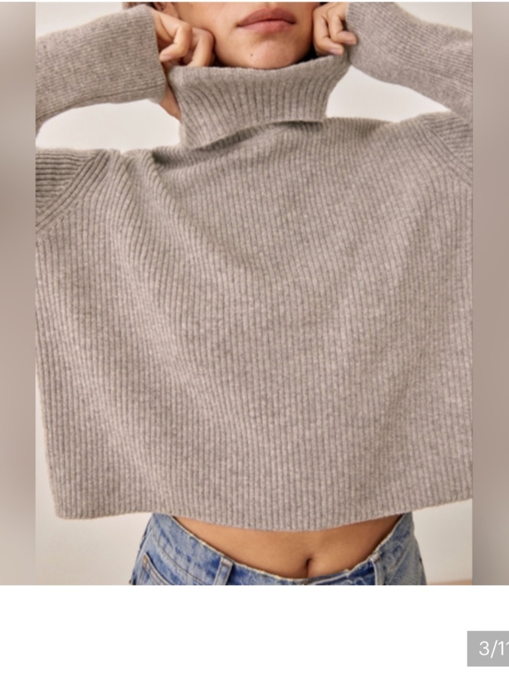 Reformation Luisa Cashmere Turtleneck Sweater Dark Gray Size M - Picture 2 of 11